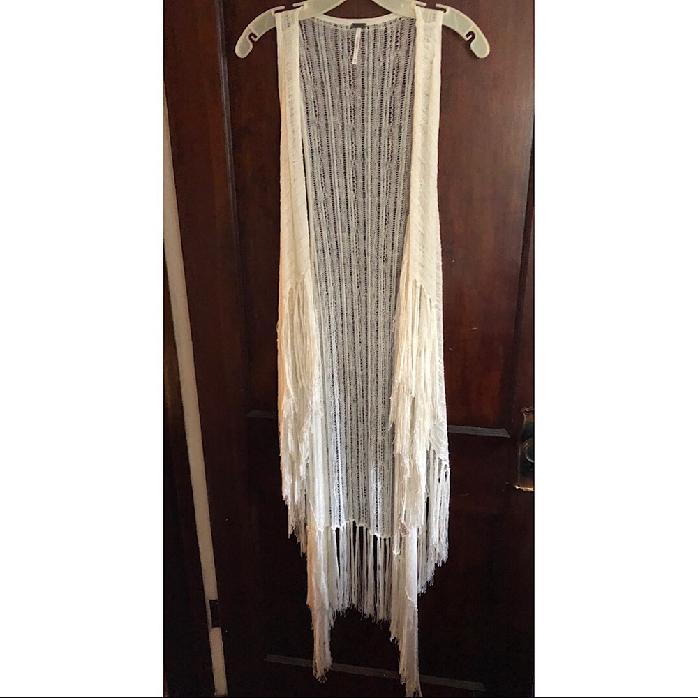 Free People Women’s White Smokey Fringe Vest